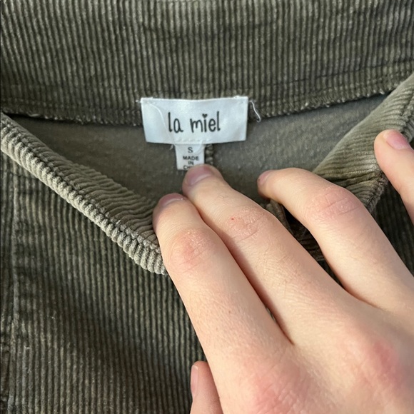NWOT La Miel Corduroy Olive Green Wide Leg Pants Size Small - Picture 7 of 8